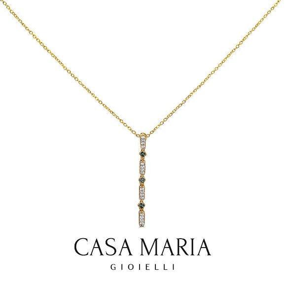 Verde Bar Pendant Necklace - 10K Yellow Gold - Lab-Grown Diamond